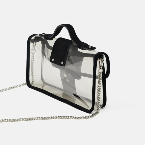 Zara Clear Vinyl Crossbody Bag with Leather Trim - Picture 7 of 7